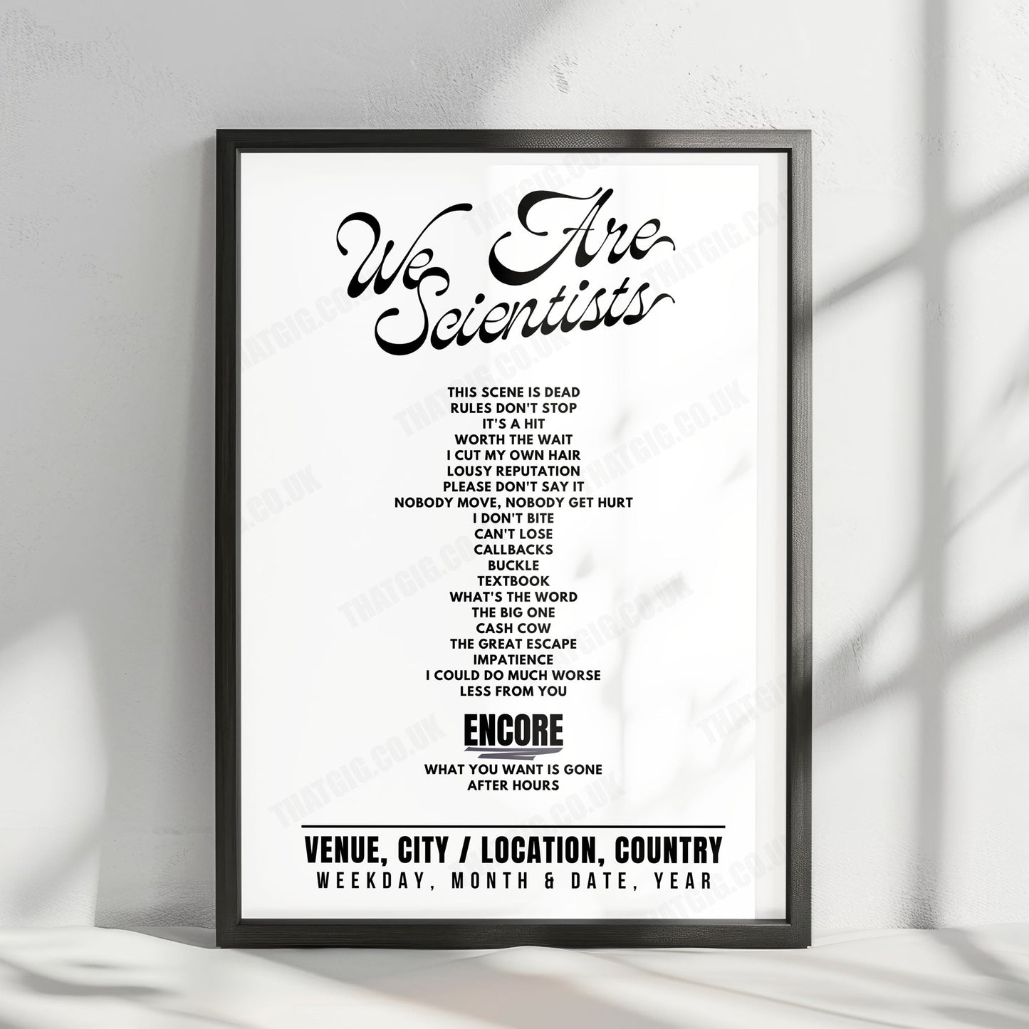 We Are Scientists Setlist Poster - The Leadmill, Sheffield - November 22nd, 2024