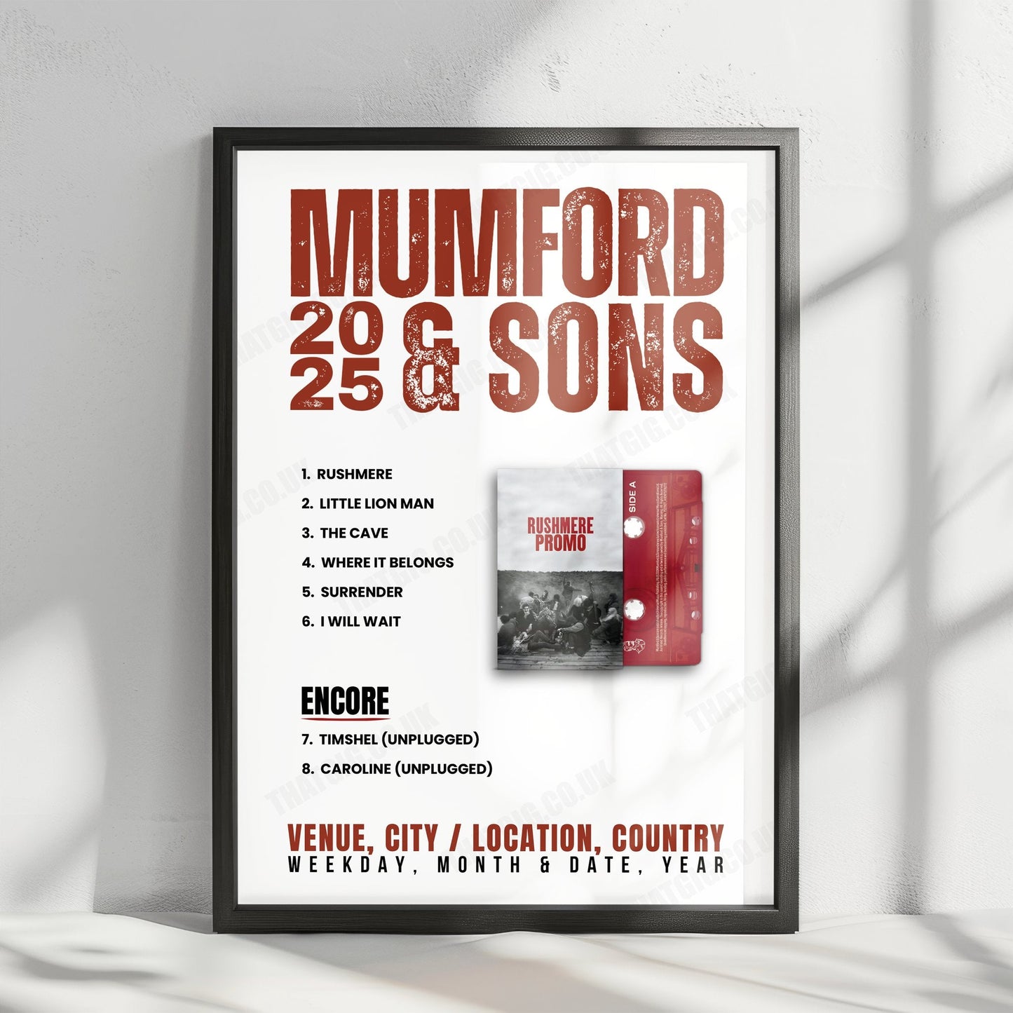 Mumford & Sons Setlist Poster - Flat Iron Square, London - March 4th, 2025