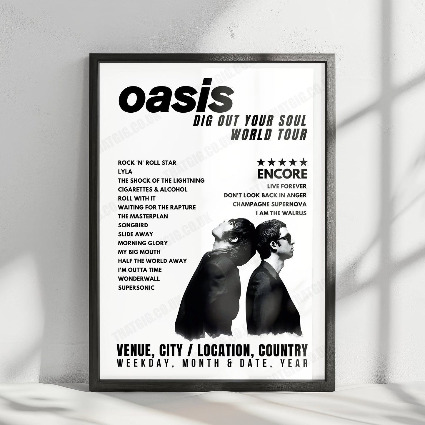 Oasis Setlist Poster - Le Zénith Nantes Métropole, Saint-Herblain - January 12th, 2009