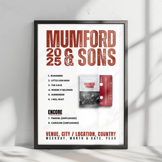 Mumford & Sons Setlist Poster - Jacob K. Javits Convention Center, New York - May 13th, 2024