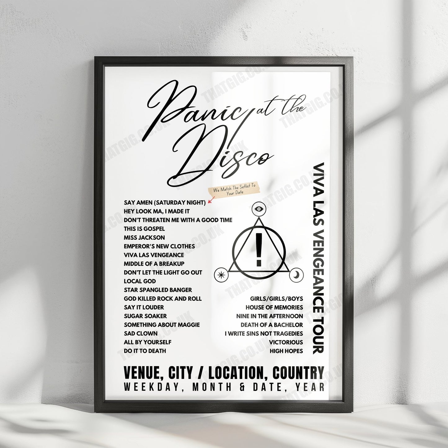 Panic! at the Disco Setlist Poster - Utilita Arena Birmingham - March 4th, 2023