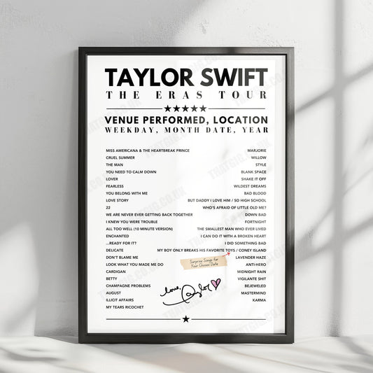 Taylor Swift Setlist Poster - Olympiastadion, Munich - July 27th, 2024