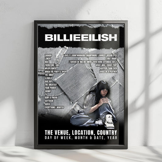 Billie Eilish Setlist Poster - Kia Forum, Inglewood - December 17th, 2024