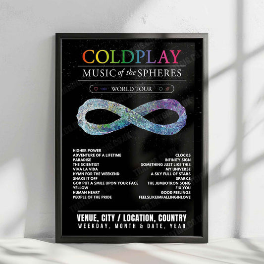 Coldplay Setlist Poster - Zayed Sports City Stadium, Abu Dhabi - January 9th, 2025