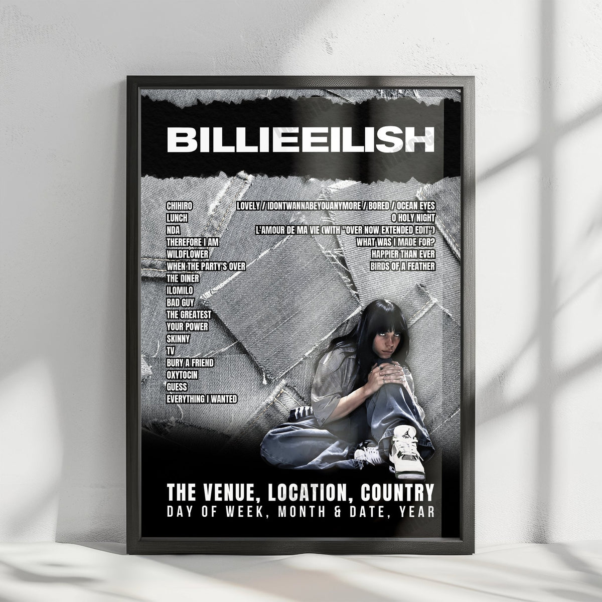 Billie Eilish Setlist Poster - Wells Fargo Center, Philadelphia - October 5th, 2024