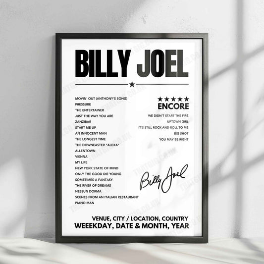 Billy Joel Setlist Poster - Madison Square Garden - July 25, 2024