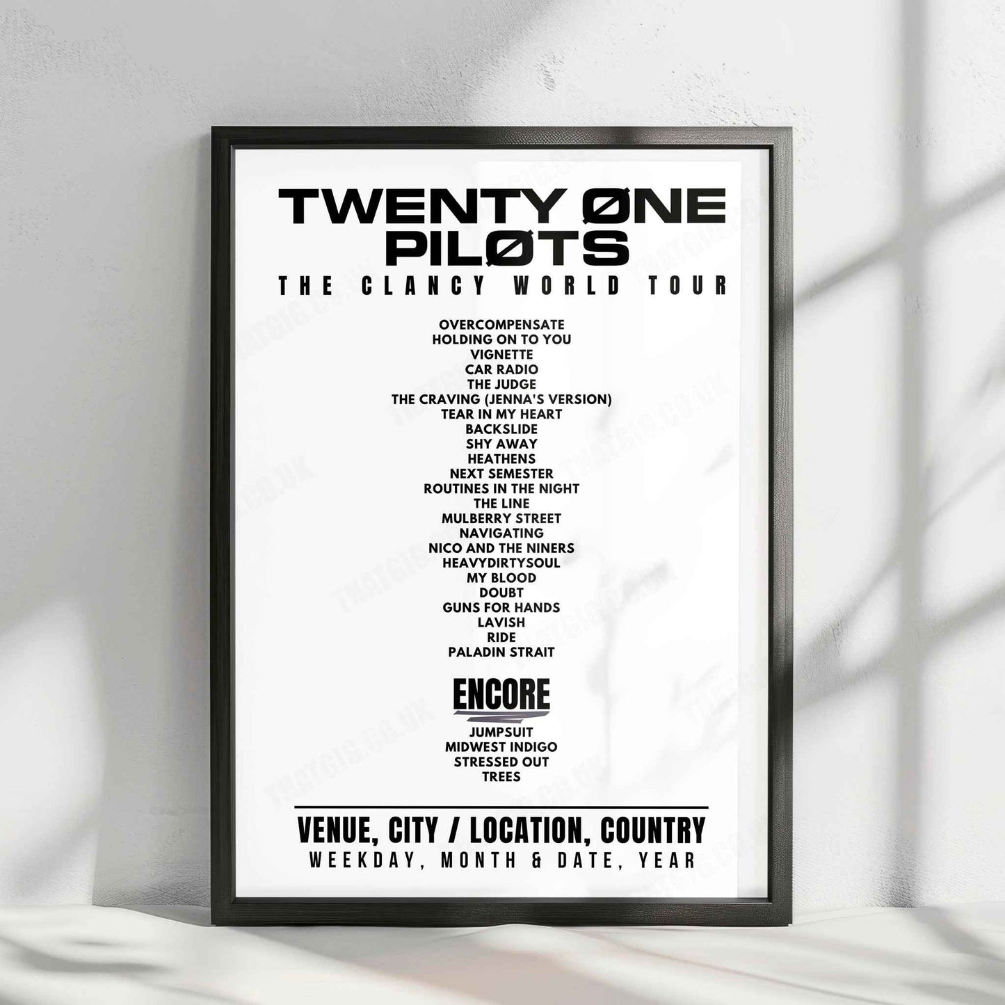 twenty one pilots Setlist Poster - TD Garden, Boston - September 21st, 2024