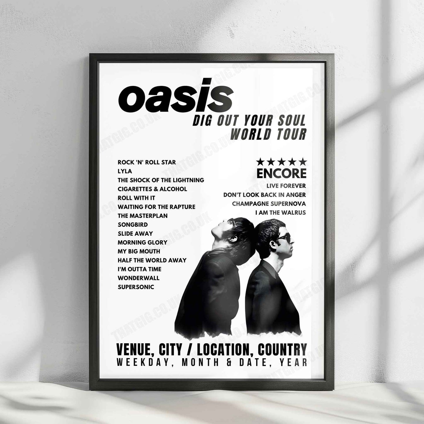 Oasis Setlist Poster - Le Zénith, Toulouse - February 17th, 2009