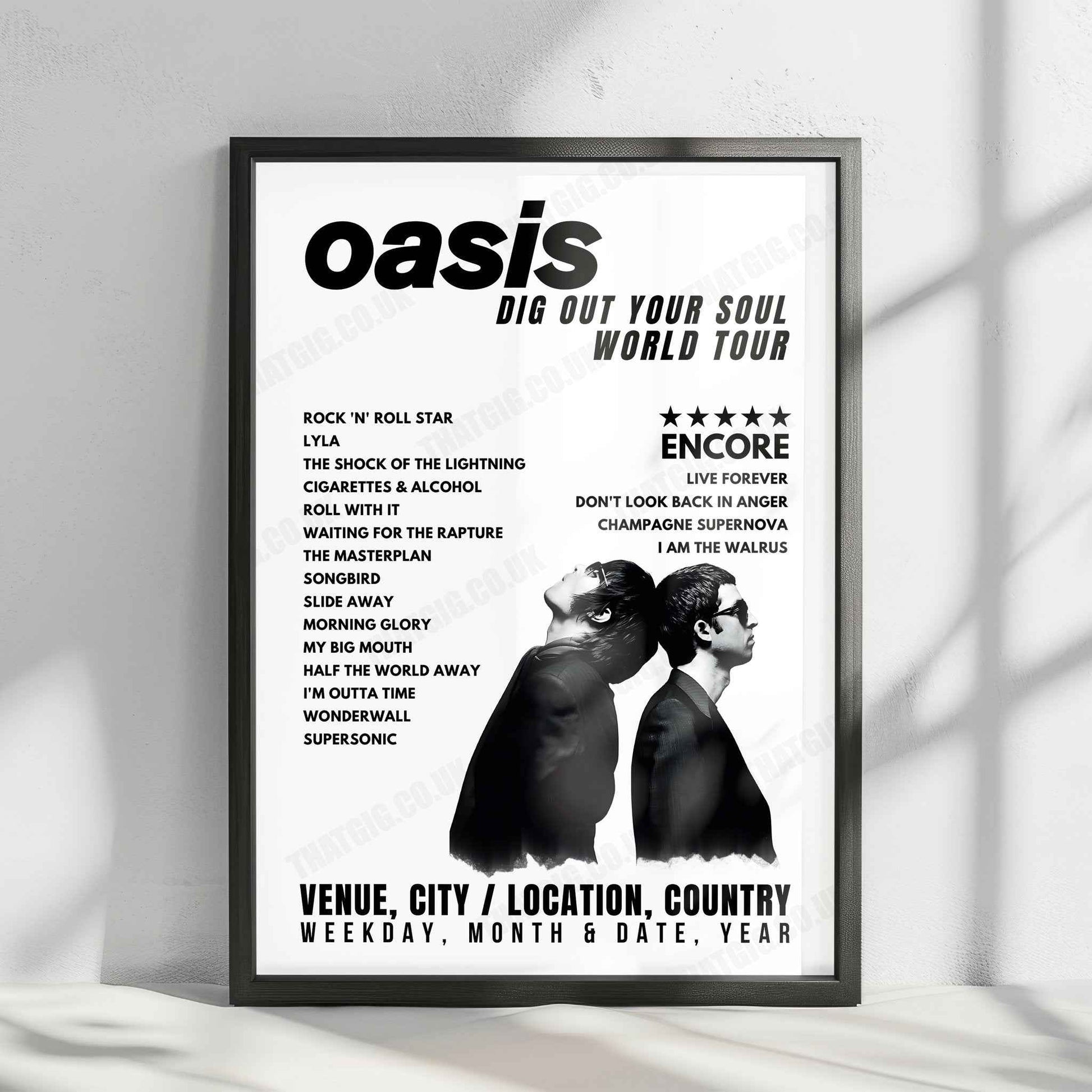 Oasis Setlist Poster - Le Zénith, Toulouse - February 17th, 2009