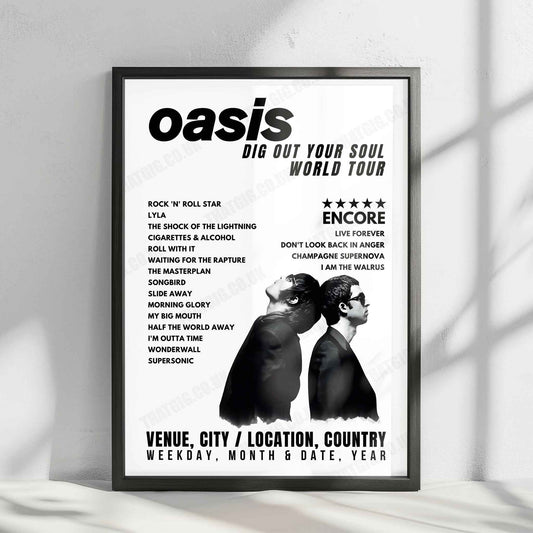 Oasis Setlist Poster - Le Zénith, Toulouse - February 17th, 2009