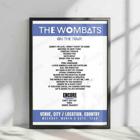 The Wombats Setlist Poster - ARCHA+, Prague - April 5th, 2025