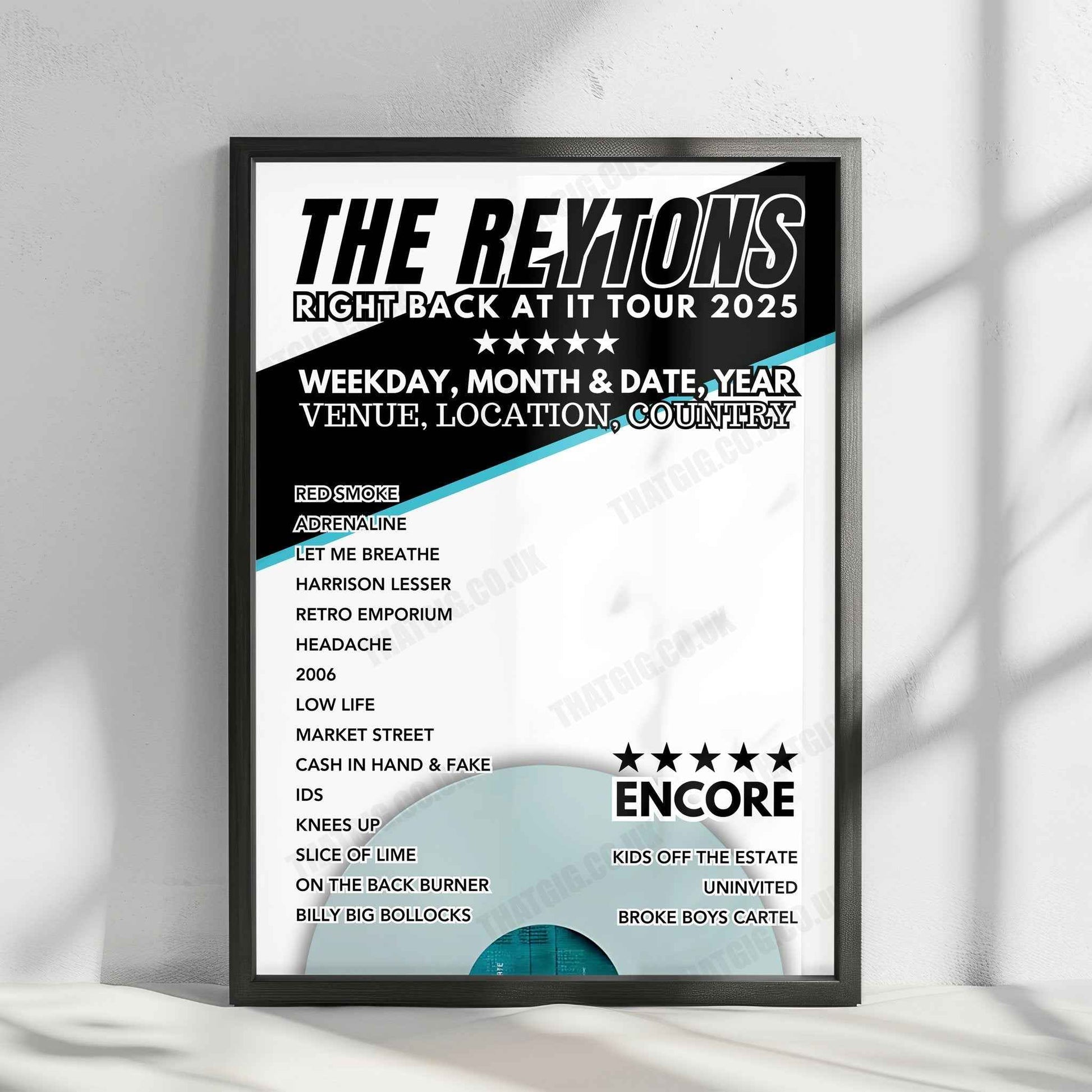 The Reytons Setlist Poster - Metro Theatre, Sydney - October 4th, 2024