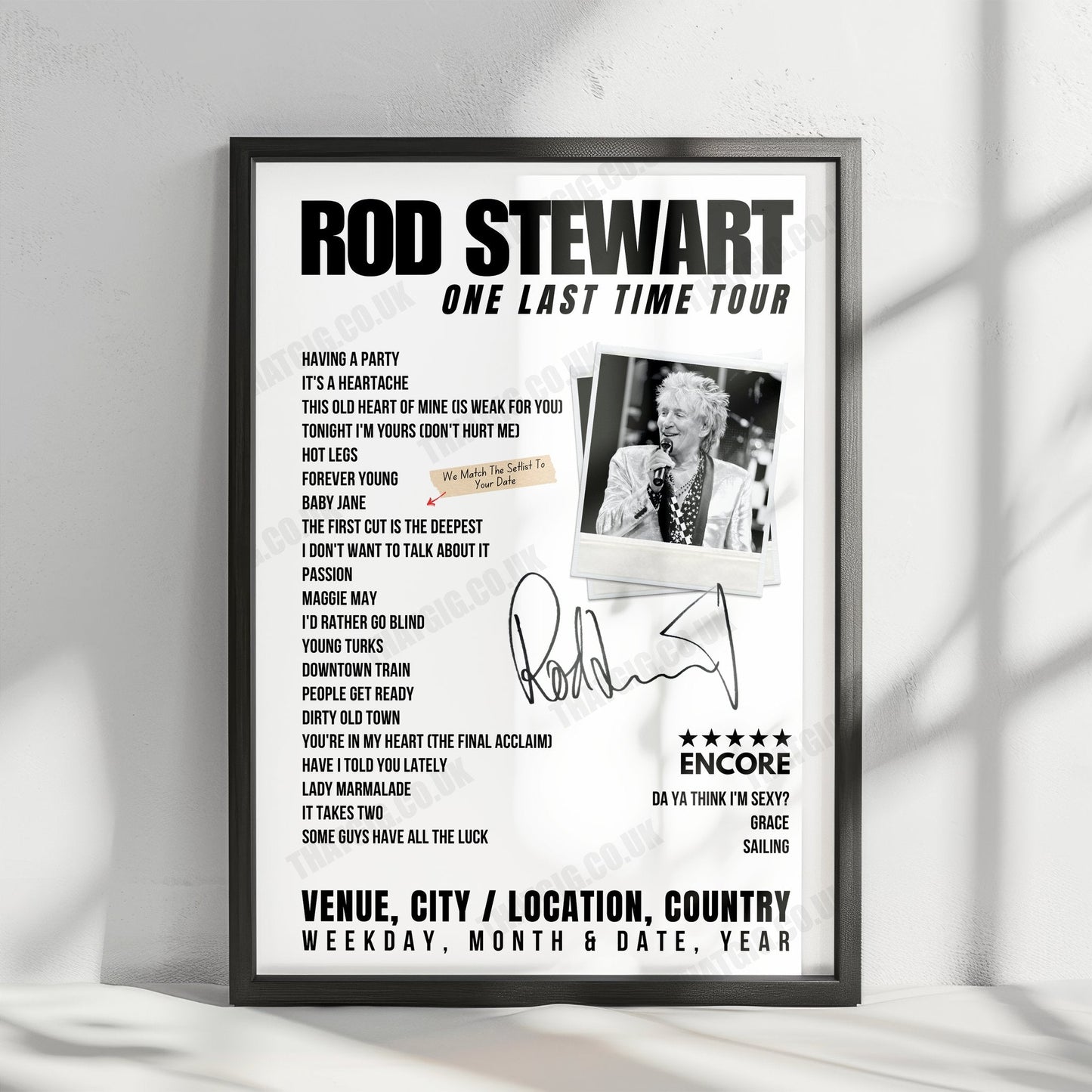 Rod Stewart Setlist Poster - Wiener Stadthalle - Halle D, Vienna, Austria - July 2nd, 2024