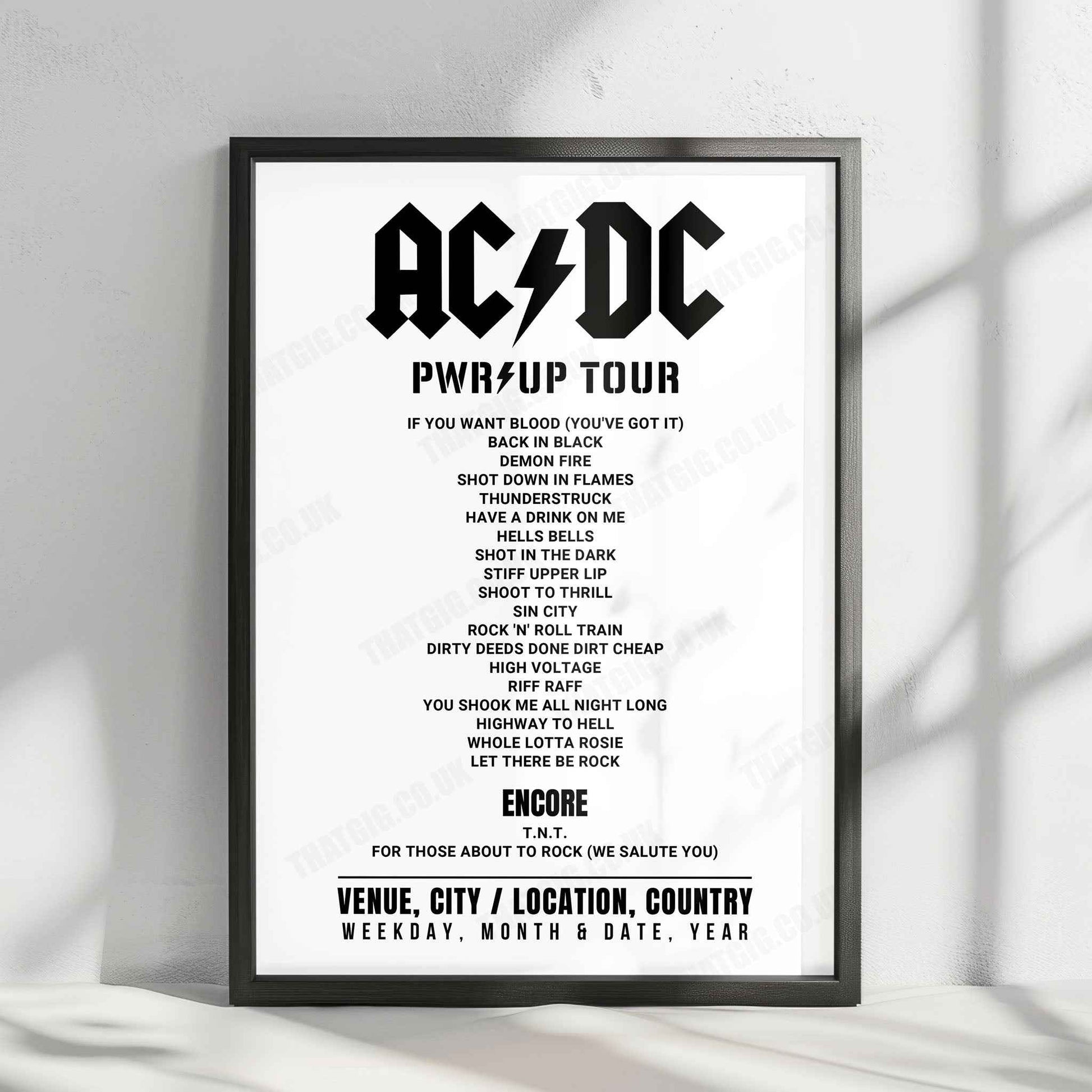 AC/DC Setlist Poster - Soldier Field, Chicago - May 24th, 2025