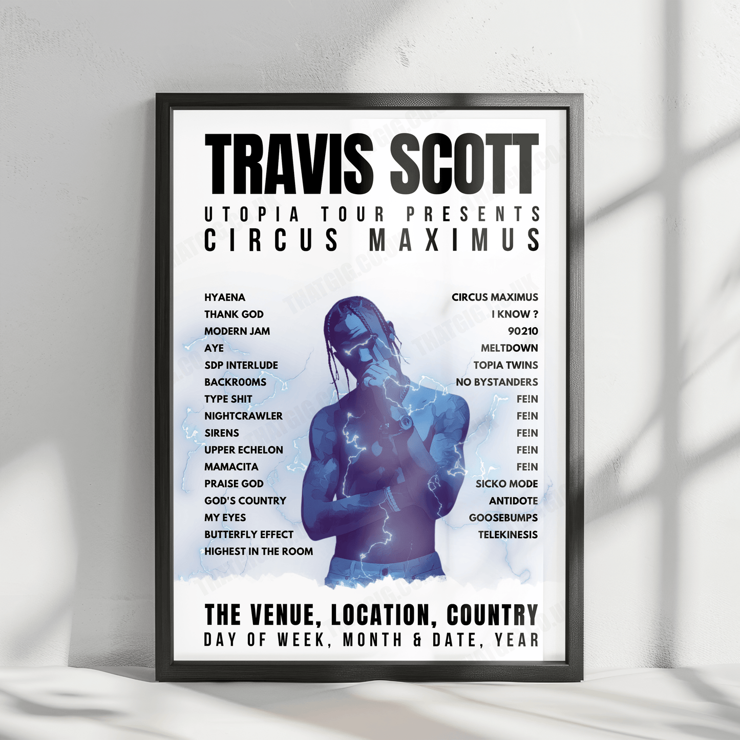 Travis Scott Setlist Poster - American Airlines Center, Dallas - October 17th, 2023
