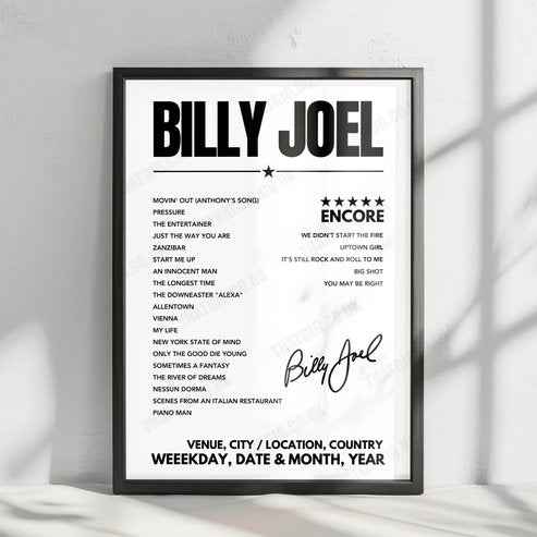 Billy Joel Setlist Poster - Intuit Dome - October 12th, 2024