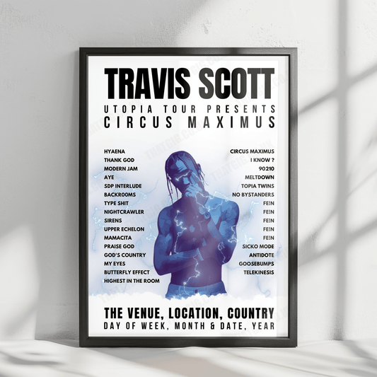Travis Scott Setlist Poster - Explanada del Estadio Azteca, Mexico City - September 21st, 2024