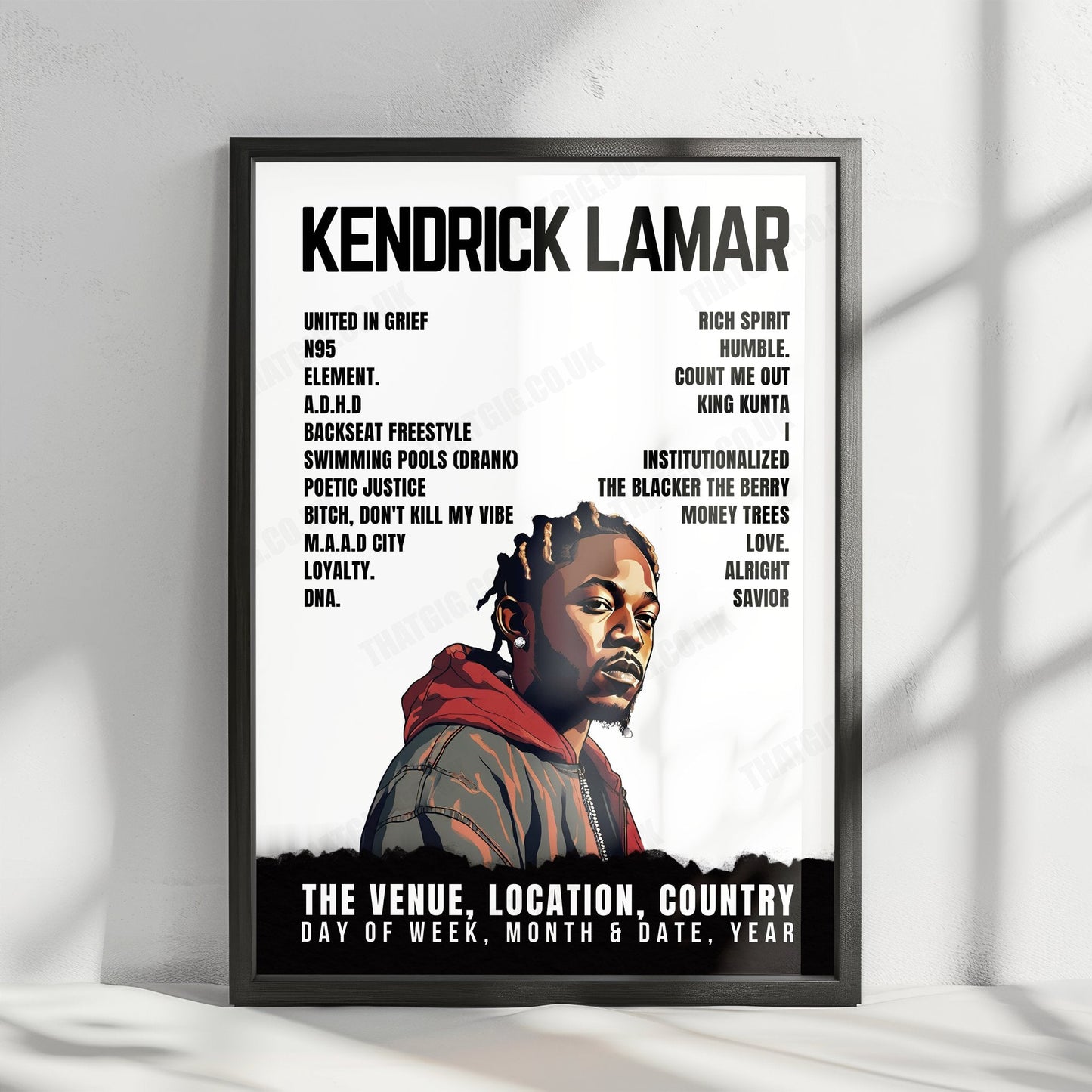 Kendrick Lamar Setlist Poster - Sora no Hiroba, Osaka - August 19th, 2023