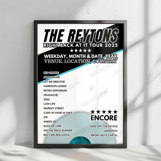 The Reytons Setlist Poster - Tower Ballroom, Blackpool - February 14th, 2025