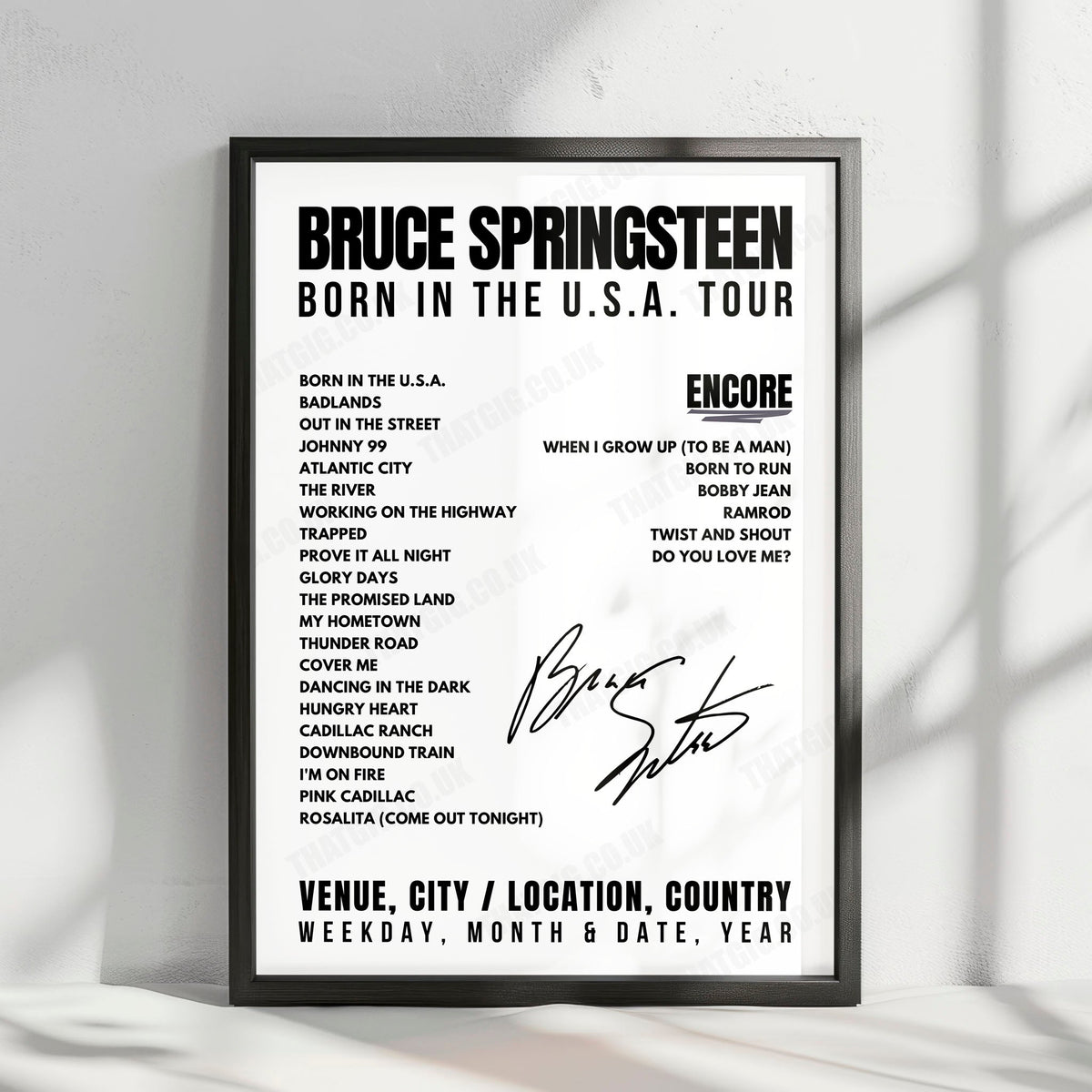 Bruce Springsteen Setlist Poster - Feijenoord Stadion, Rotterdam - June 12th, 1985
