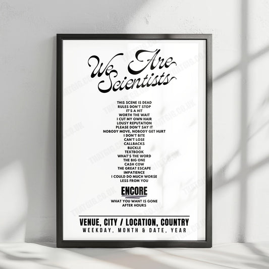 We Are Scientists Setlist Poster - Crookes Social Club, Sheffield - May 27th, 2025