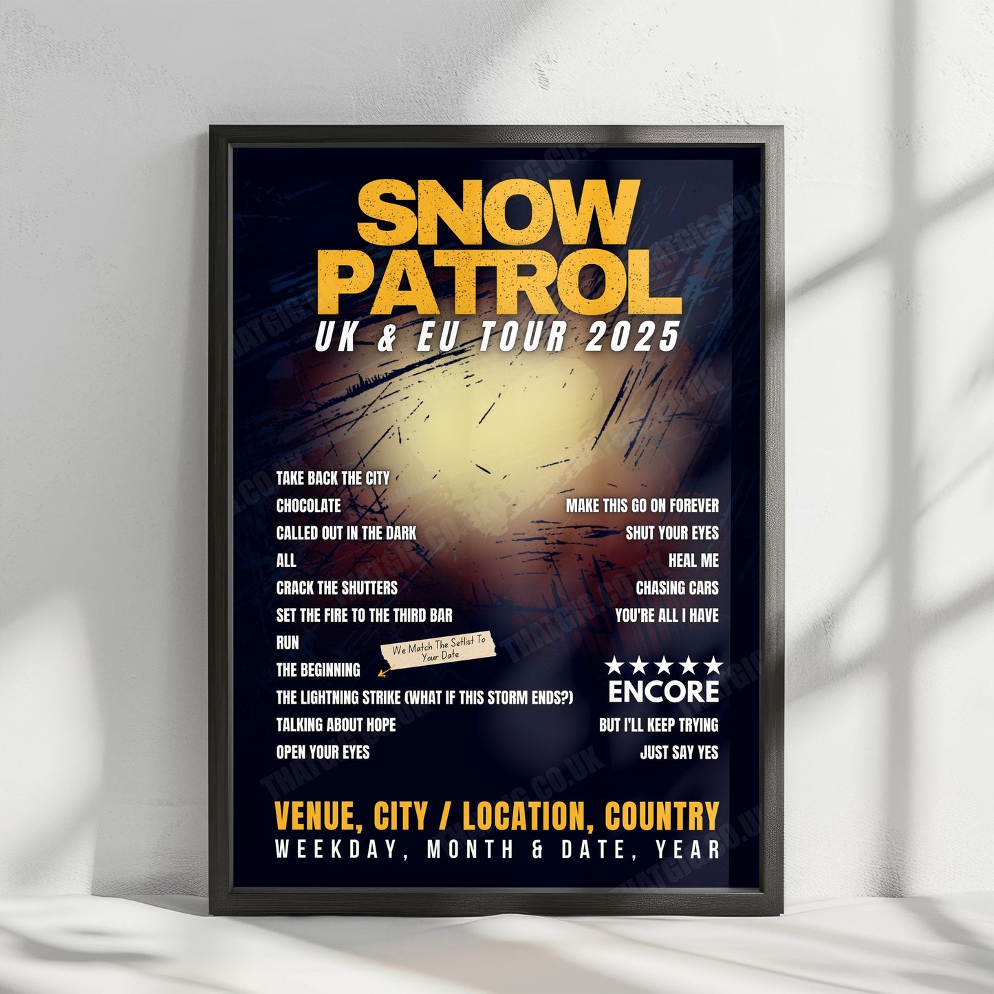 Snow Patrol Setlist Poster - Utilita Arena Cardiff, Cardiff, Wales - February 18th, 2025