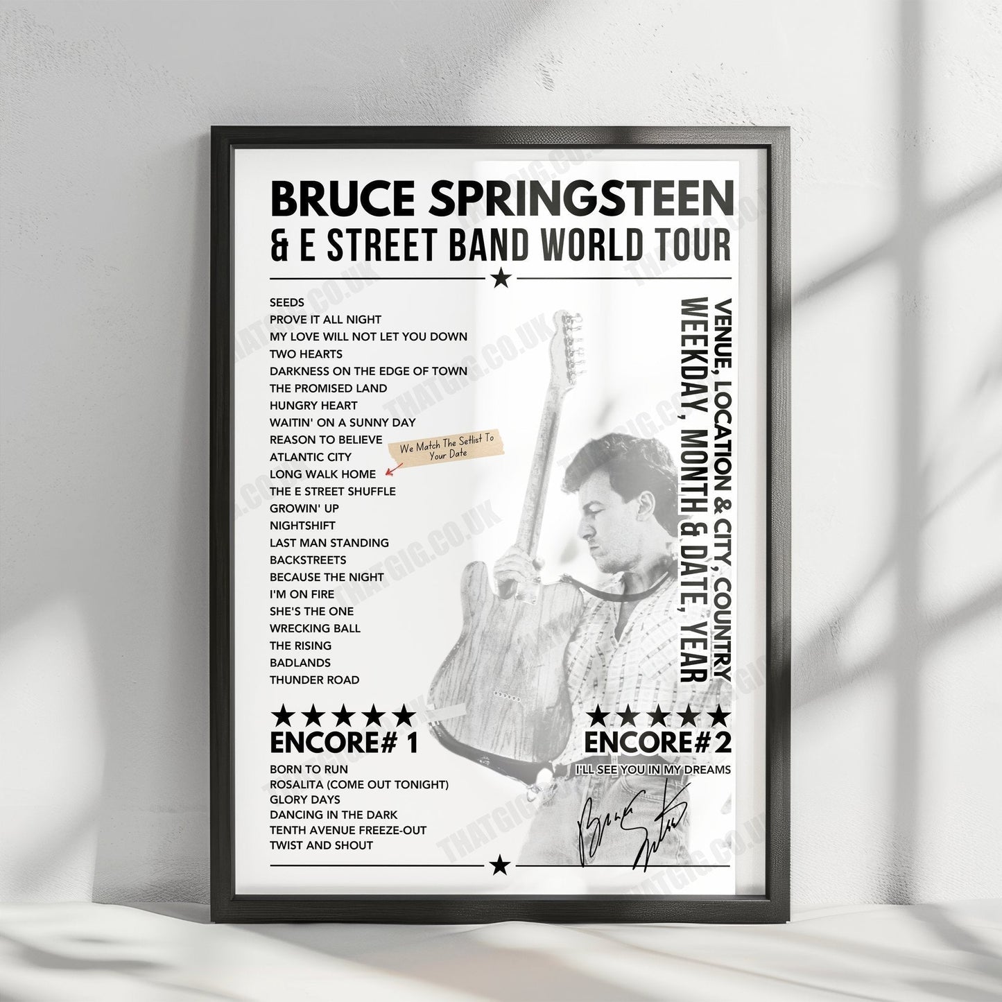 Bruce Springsteen Setlist Poster - Wembley Stadium - 25th July, 2024