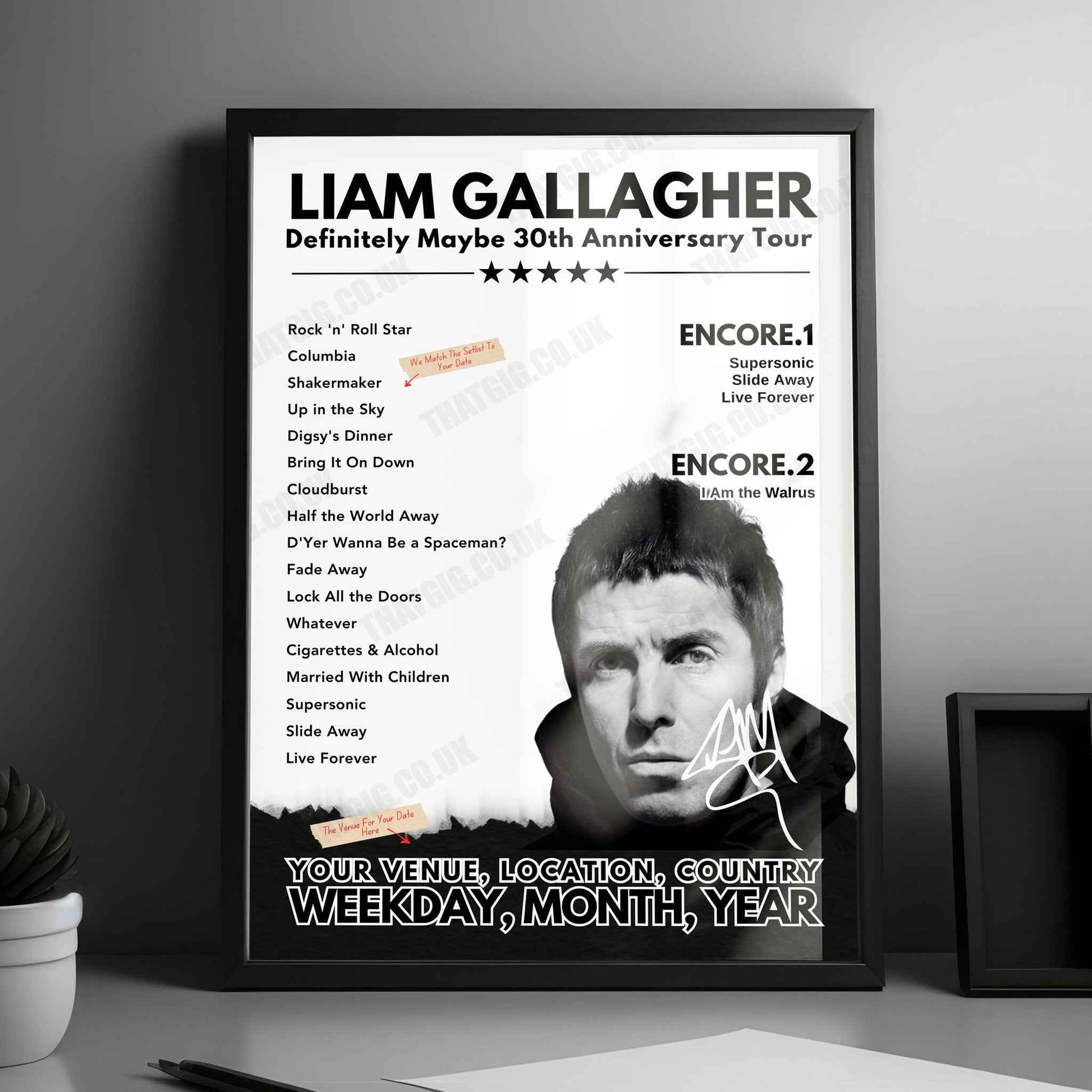 Liam Gallagher Setlist Poster - Parc de la Combe à la Serpent, Dijon - June 12th, 2022
