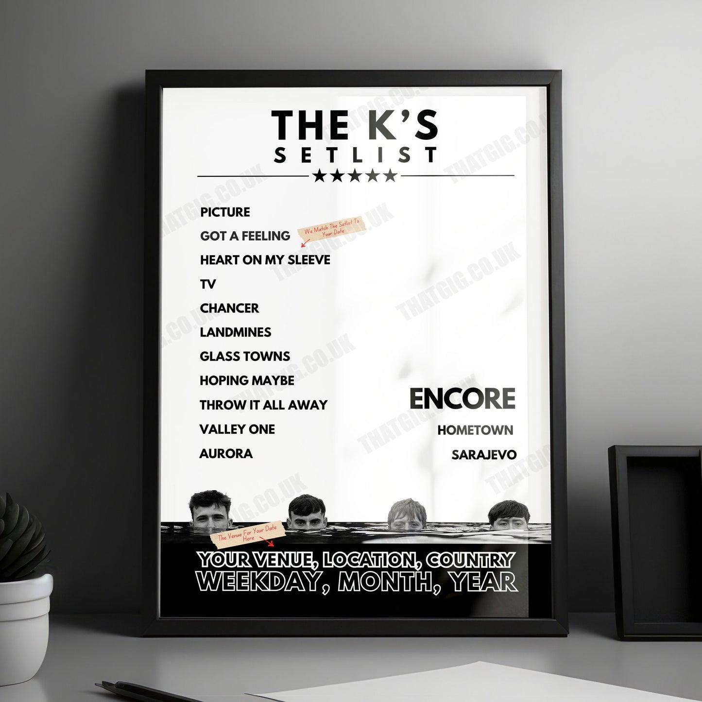 The K's Setlist Poster - Chinnery's, Southend-on-Sea, England - August 15th, 2024