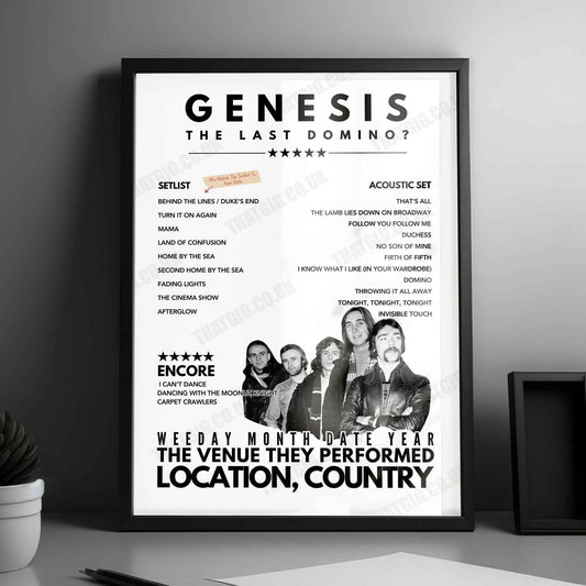Genesis Setlist Poster - The O2 Arena, London, England - March 25th, 2022