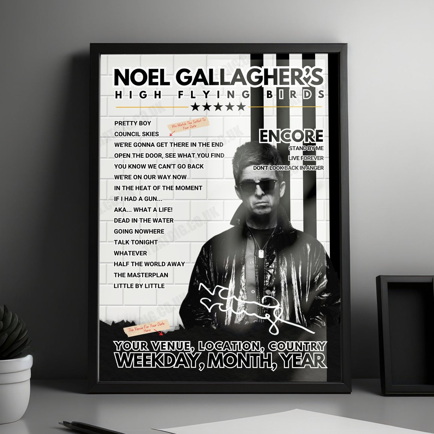 Noel Gallagher’s High Flying Birds Setlist Poster - Royal Albert Hall London - March 21st, 2024