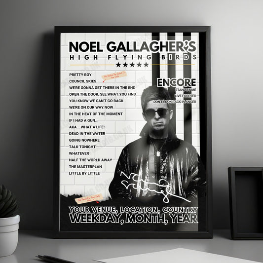 Noel Gallagher’s High Flying Birds Setlist Poster - Royal Albert Hall London - March 21st, 2024