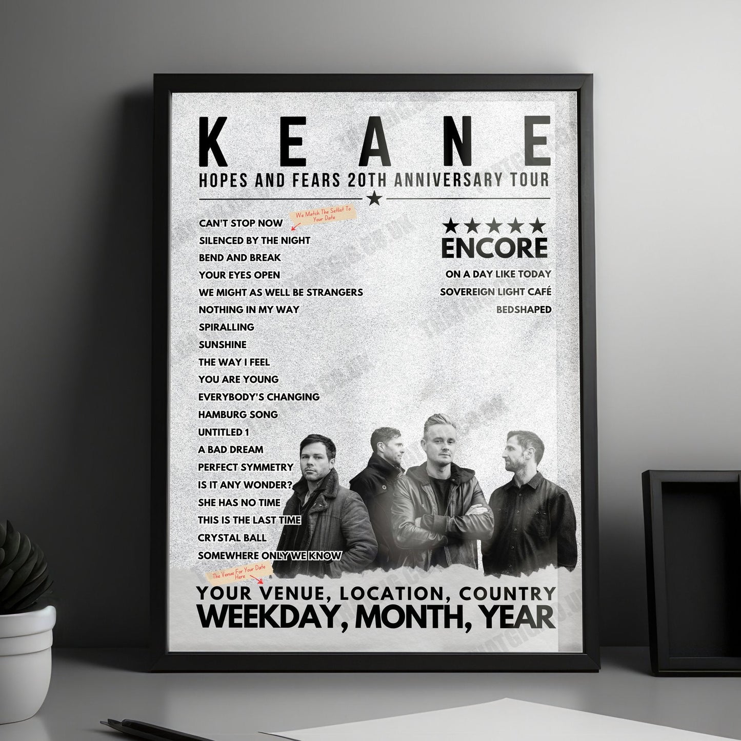 Keane Setlist Poster - Radio City Music Hall, New York, USA - September 25th, 2024