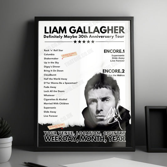 Liam Gallagher Setlist Poster - The O2 Arena, London - June 10th, 2024