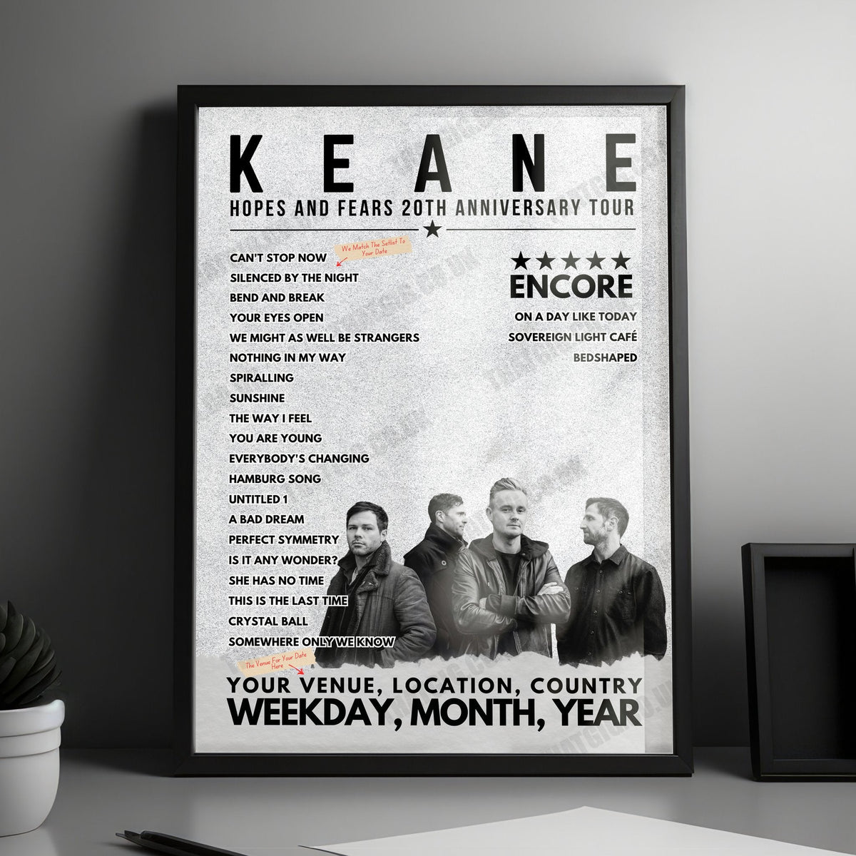 Keane Setlist Poster - The Anthem, Washington, DC - September 26th, 2024