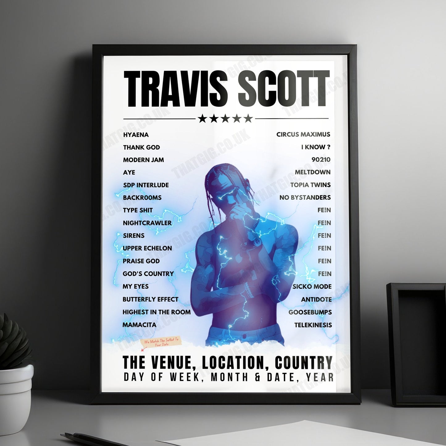 Travis Scott Setlist Poster - The O2 Arena, London - August 7th, 2022