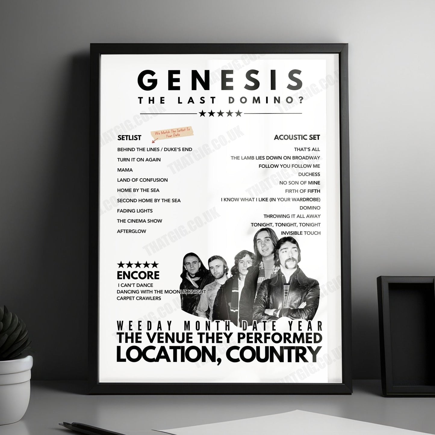 Genesis Setlist Poster - Utilita Arena, Newcastle upon Tyne - October 1st, 2021