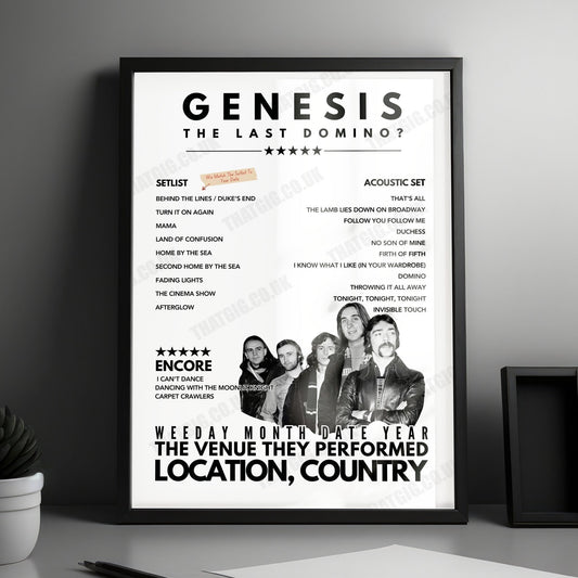 Genesis Setlist Poster - Utilita Arena, Newcastle upon Tyne - October 1st, 2021