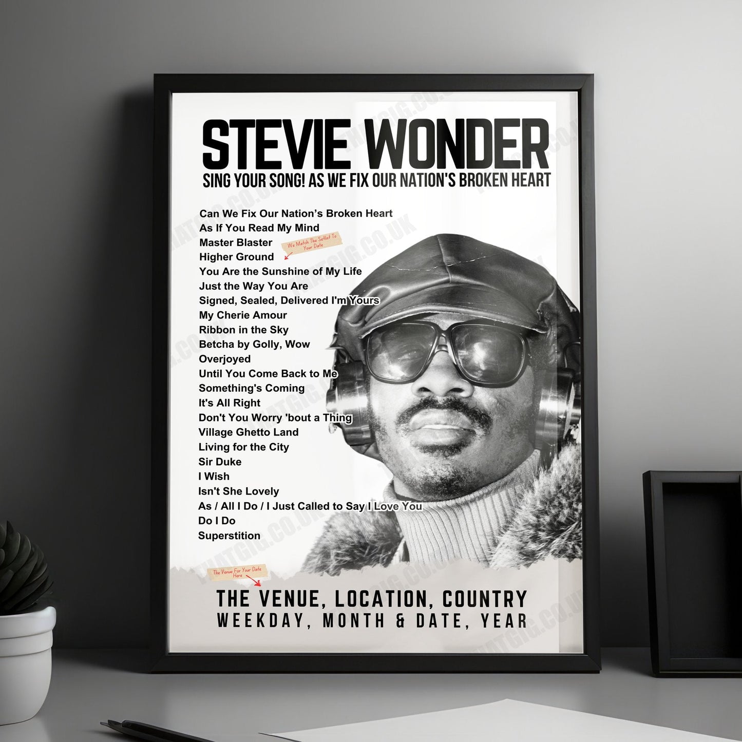 Stevie Wonder Setlist Poster - PPG Paints Arena, Pittsburgh - October 8th, 2024