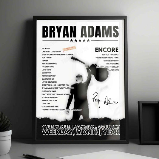 Bryan Adams Setlist Poster - Unipol Forum, Assago - November 9th, 2024