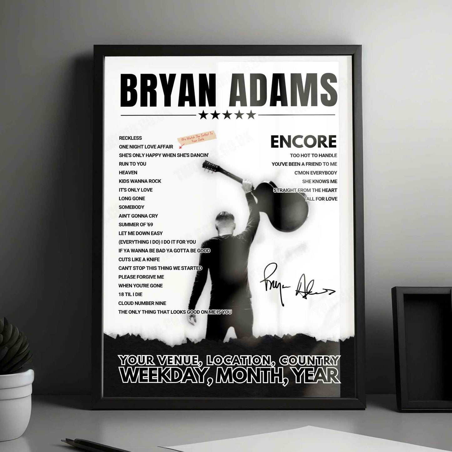 Bryan Adams Setlist Poster - Rockhal Main Hall, Esch-sur-Alzette - October 1st, 2024