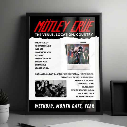 Mötley Crüe Setlist Poster - Wembley Stadium, London - July 1st, 2023