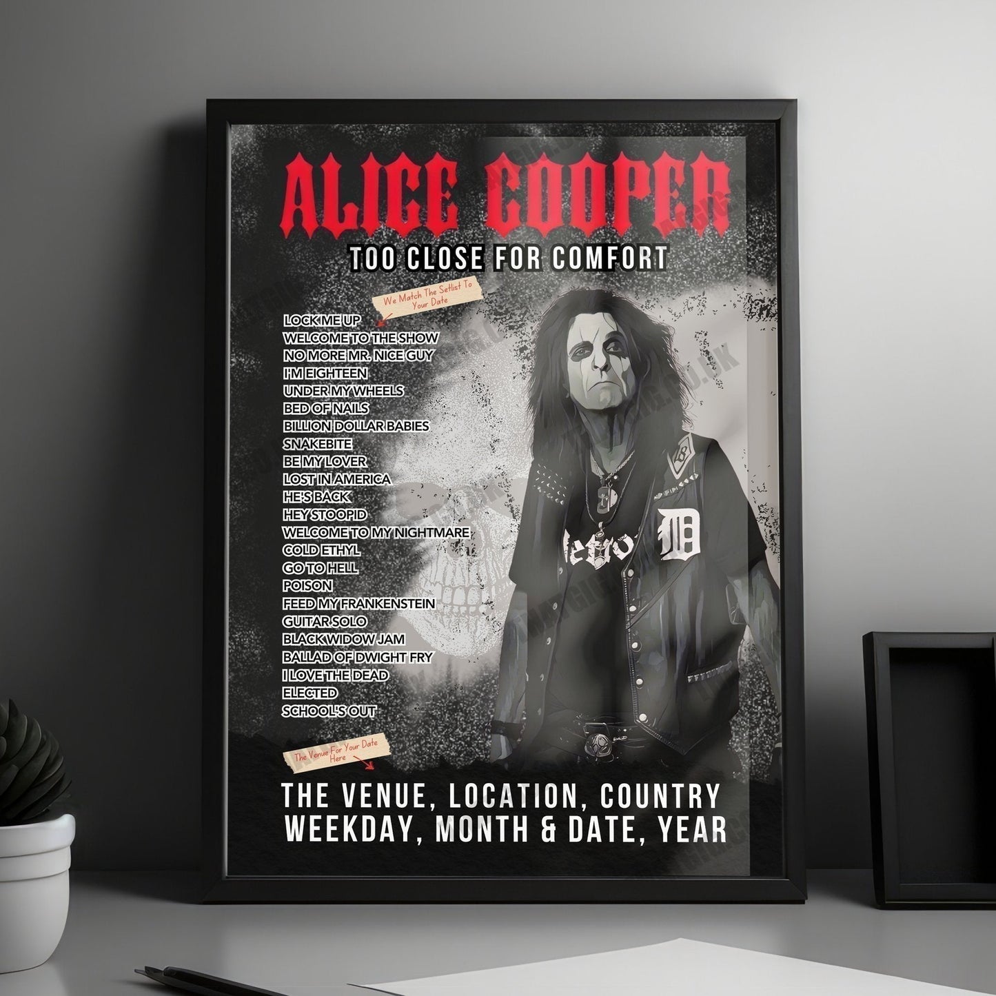 Alice Cooper Setlist Poster - AO Arena, Manchester, England - October 17th, 2024