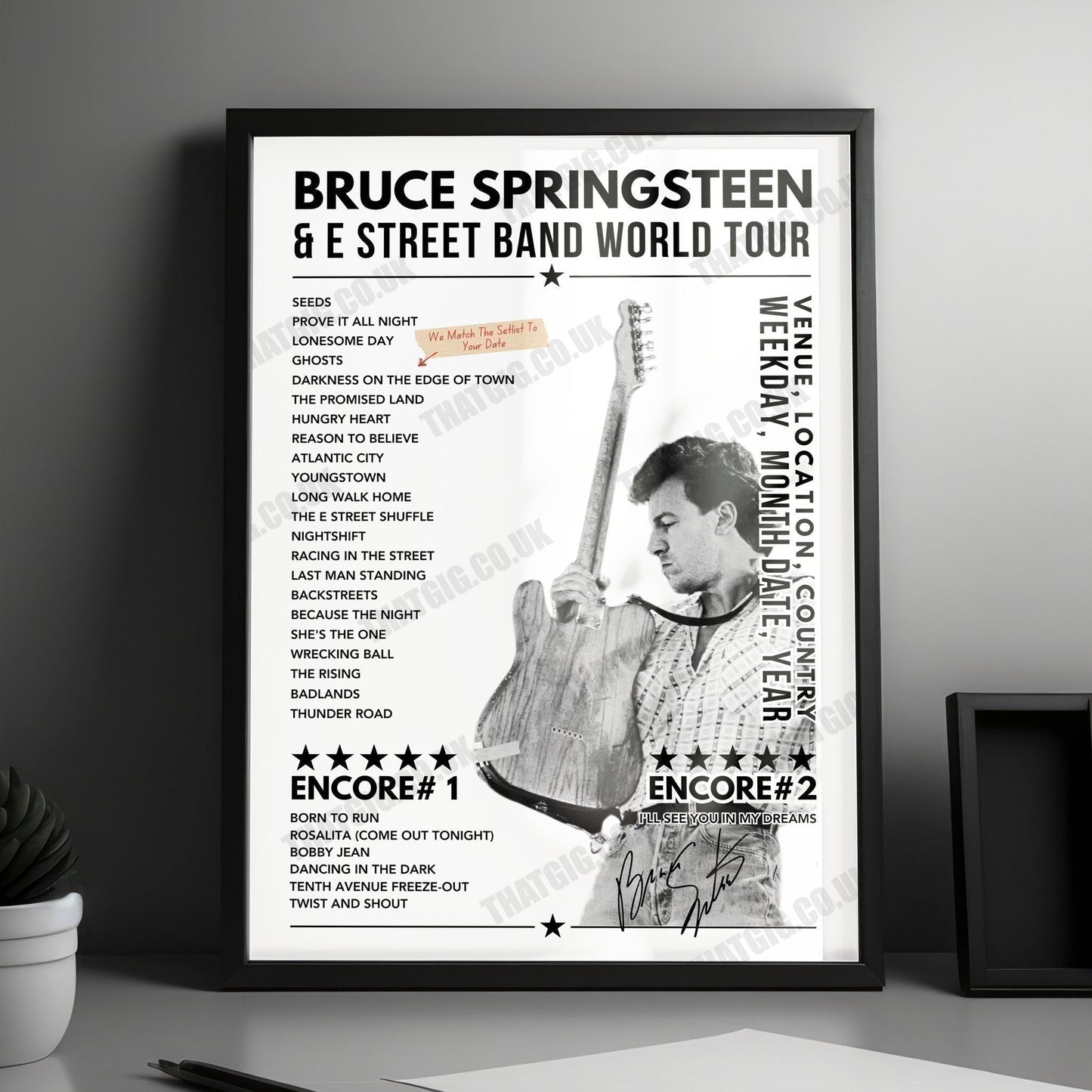 Bruce Springsteen Setlist Poster - Olympiastadion, Helsinki, Finland - July 12th, 2024