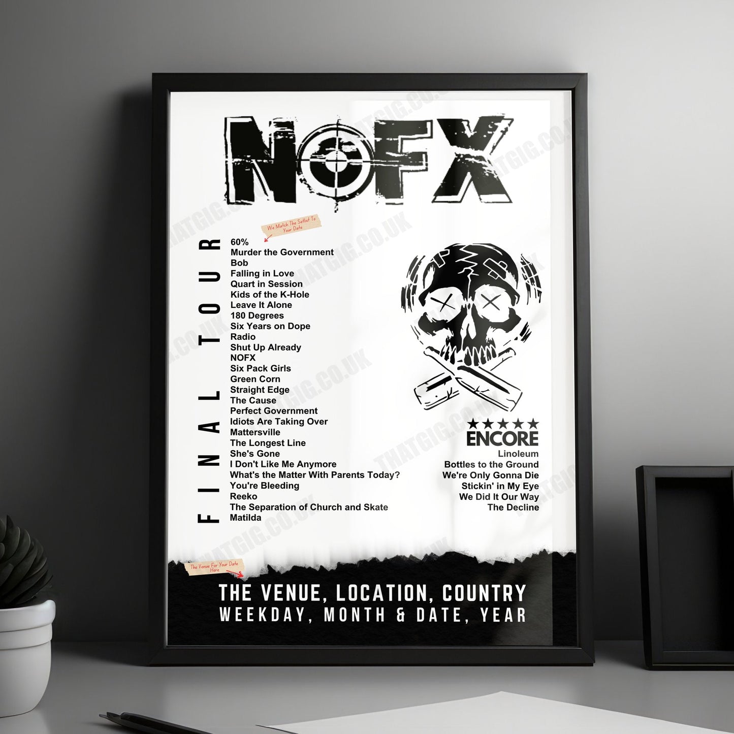 NOFX Setlist Poster - Saarbrücken, Germany - June 1st, 2024