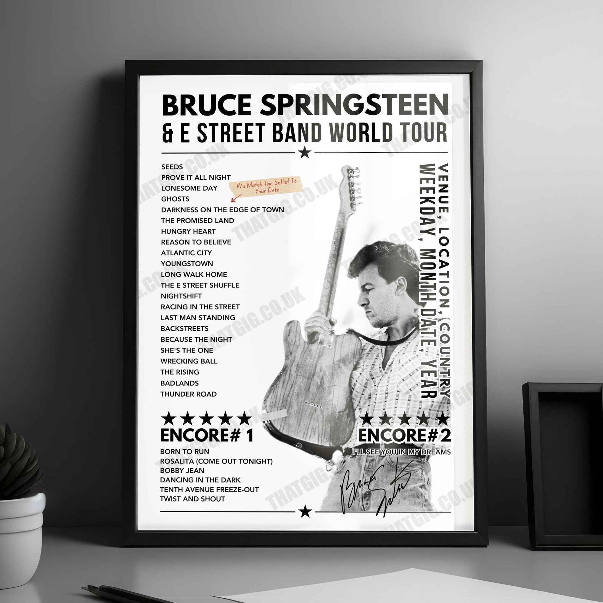 Bruce Springsteen Setlist Poster - Footprint Center, Phoenix, Arizona - March 19th, 2024