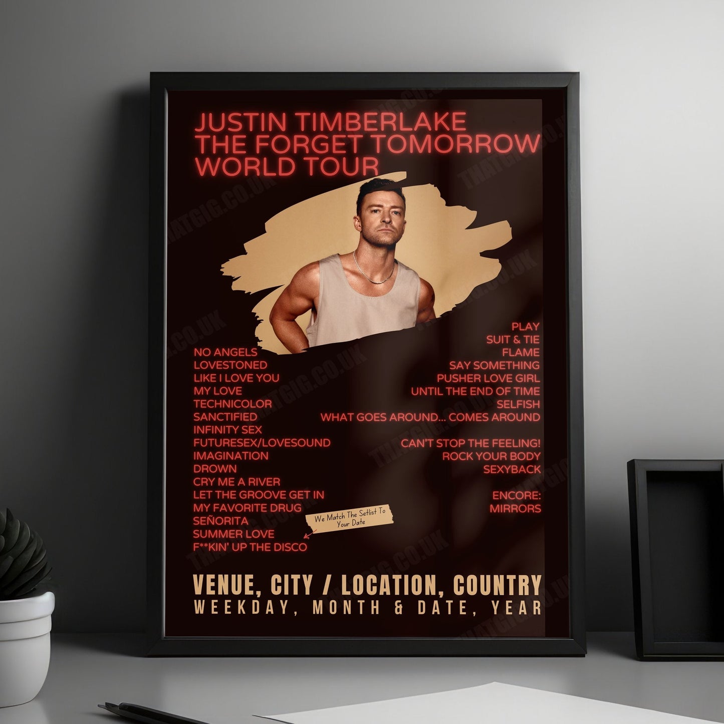 Justin Timberlake Setlist Poster - Delta Center, Salt Lake City, UT, USA - January 25th, 2025