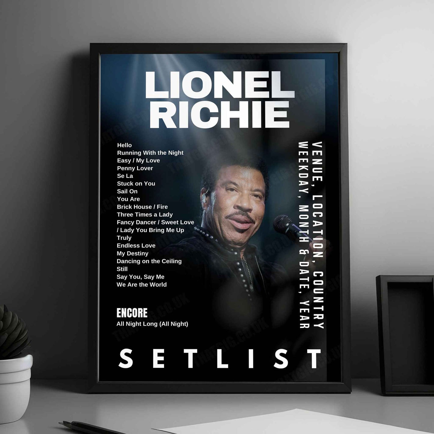 Lionel Richie Setlist Poster - Utilita Arena Birmingham, Birmingham - June 9th, 2025