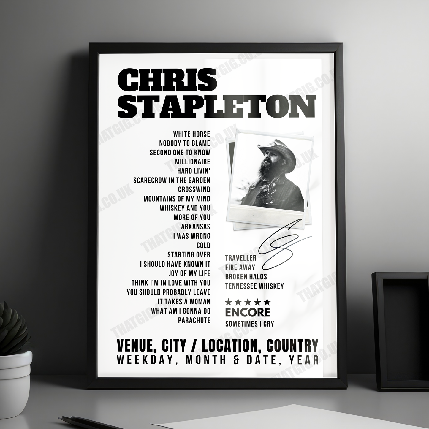 Chris Stapleton Setlist Poster - Acrisure Stadium, Pittsburgh - May 31st, 2025