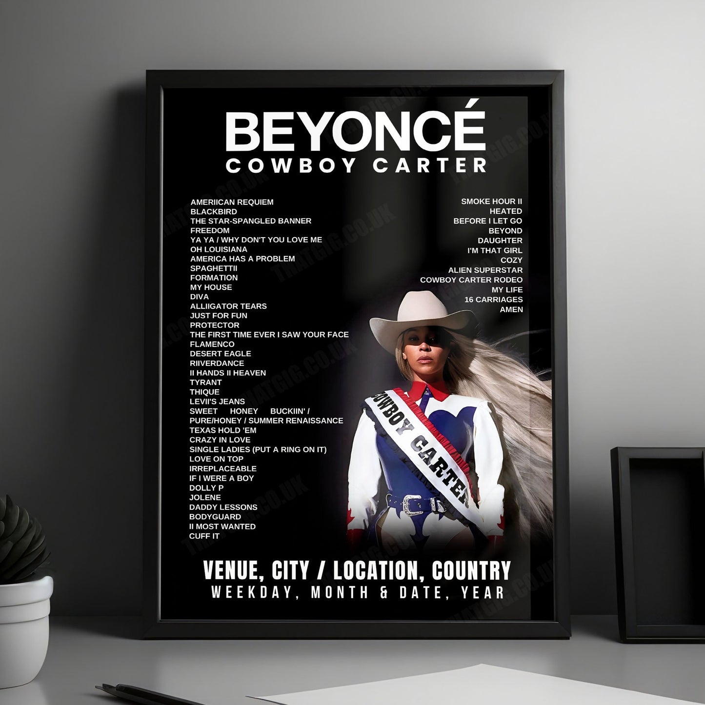 Beyoncé Setlist Poster - Allegiant Stadium, Las Vegas - July 26th, 2025